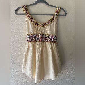 Free People Floral Accent Top